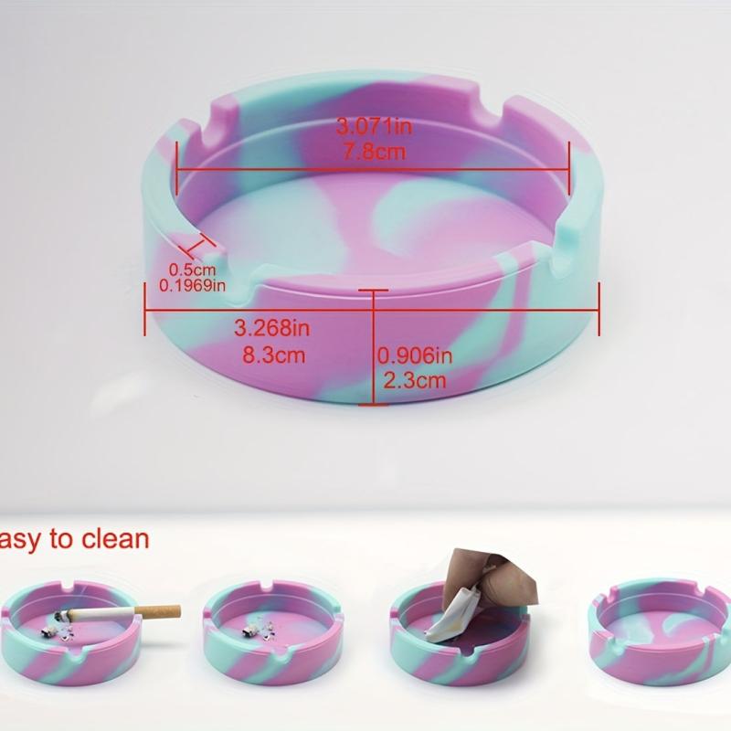 Soft Silicone Round Ashtray Portable Fluorescent Anti Scalding Cigarette Holder