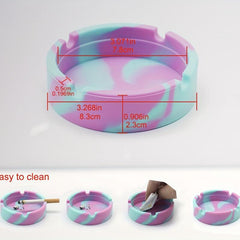 Soft Silicone Round Ashtray Portable Fluorescent Anti Scalding Cigarette Holder