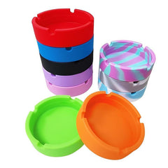 Soft Silicone Round Ashtray Portable Fluorescent Anti Scalding Cigarette Holder