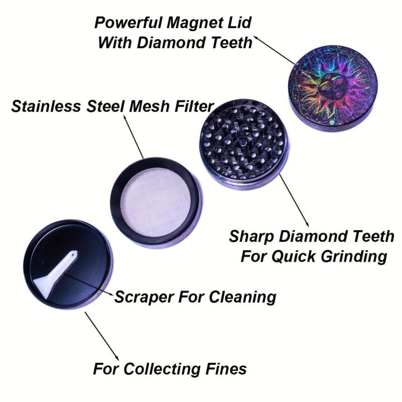 50MM Creative Pattern Metal Grinder Spice Crusher Kitchen Supplies