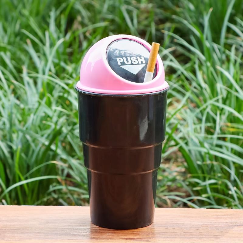 Plastic Car Ashtray Round Spring Cover Decorative Ashtray