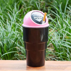 Plastic Car Ashtray Round Spring Cover Decorative Ashtray