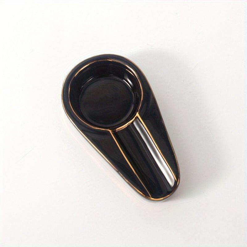 Gilt Ceramic Portable Travel Ashtray Father's Gift Household Accessory