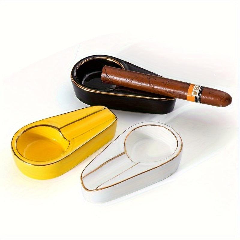 Gilt Ceramic Portable Travel Ashtray Father's Gift Household Accessory