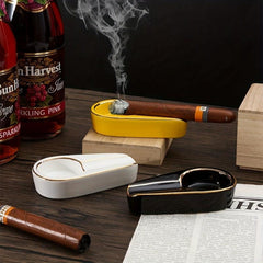 Gilt Ceramic Portable Travel Ashtray Father's Gift Household Accessory
