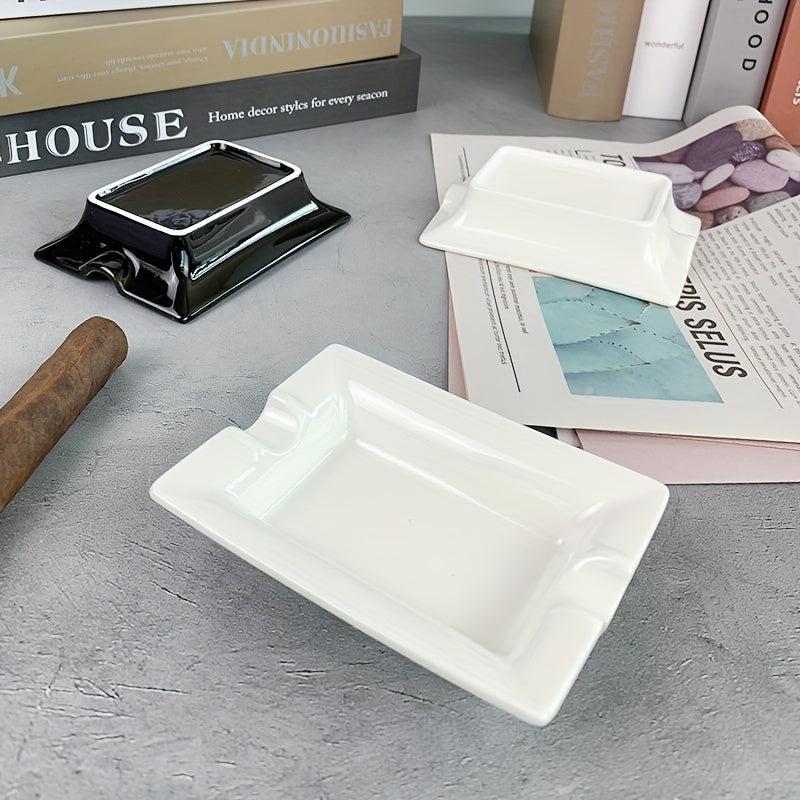 1pc Square Ceramic Ashtray Decorative Ashtray for Home Hotel Bar Office