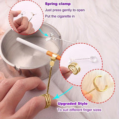 Spring Claw Cigarette Clamp Finger Ring Holder Adjustable