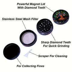 50MM Creative Tree Pattern Metal Grinder Spice Crusher Kitchen Supplies