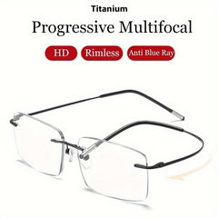 Ultra Light Rimless Progressive Reading Glasses