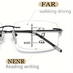 Ultra Light Rimless Progressive Reading Glasses