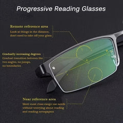 Photochromic Progressive Reading Glasses Men Anti Blue Light Business Eyewear