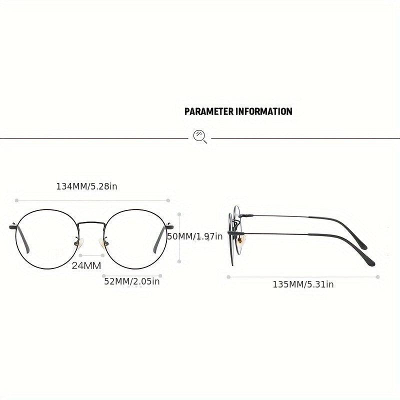Round Light Glasses Vintage Metal Frame Two Sizes