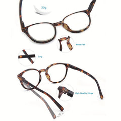 5pcs Light Blocking Reading Glasses Anti Glare Non prescription Round