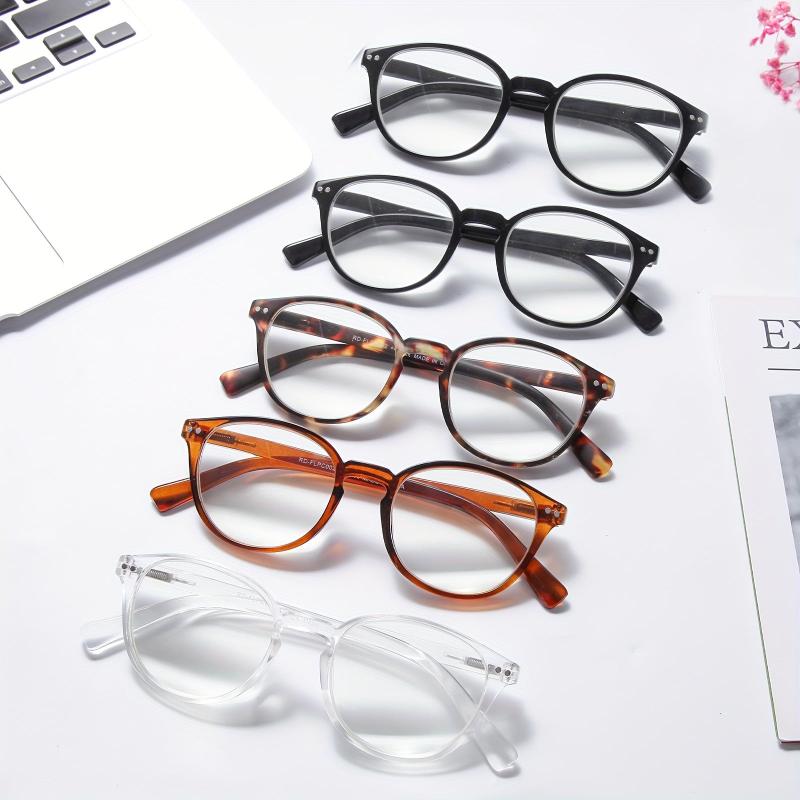 5pcs Light Blocking Reading Glasses Anti Glare Non prescription Round