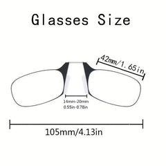 Nose Clip Reading Glasses W Card Case No Feet Ultra Lightweight