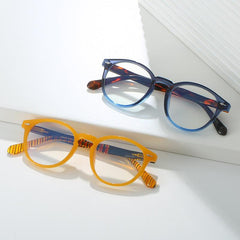 Colorful Spring Hinges Round Frame Corrective Eyeglasses