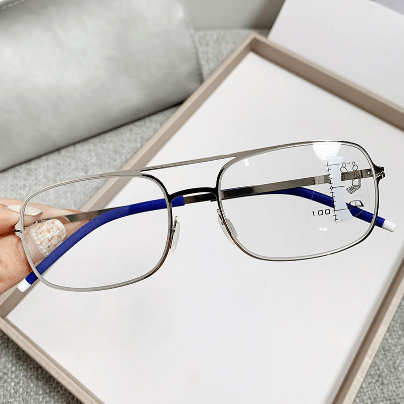Metal Frame Progressive Lens Eyeglasses 1.0-3.5 for Men Women