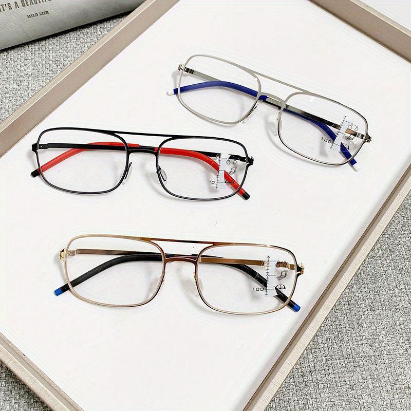 Metal Frame Progressive Lens Eyeglasses 1.0-3.5 for Men Women