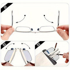 Rosewood Folding Reading Glasses Men Women Portable Ultra thin Anti Ray Eyewear