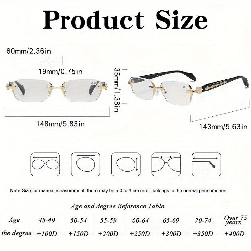 Frameless Anti Light Retro Reading Glasses