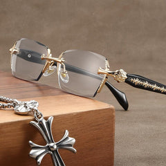 Frameless Anti Light Retro Reading Glasses
