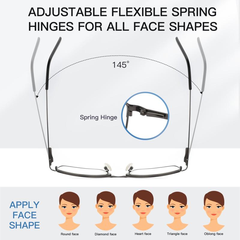 Light Blocking Reading Glasses Men Metal Frame Stylish Readers