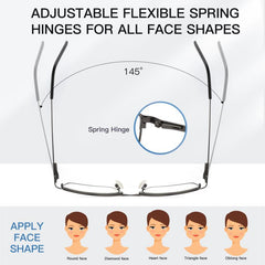 Light Blocking Reading Glasses Men Metal Frame Stylish Readers