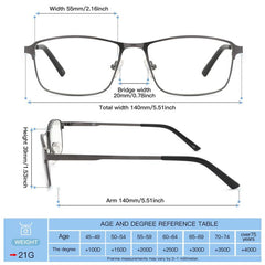 Light Blocking Reading Glasses Men Metal Frame Stylish Readers