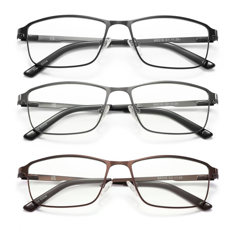 Light Blocking Reading Glasses Men Metal Frame Stylish Readers
