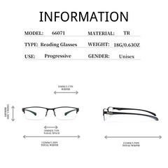 Photochromic Progressive Corrective Eyeglasses +1.0 to +3.5 Reading Glasses