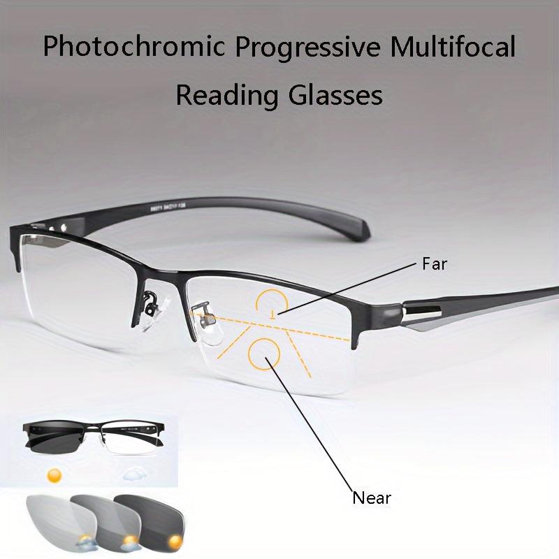 Photochromic Progressive Corrective Eyeglasses +1.0 to +3.5 Reading Glasses