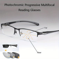 Photochromic Progressive Corrective Eyeglasses +1.0 to +3.5 Reading Glasses