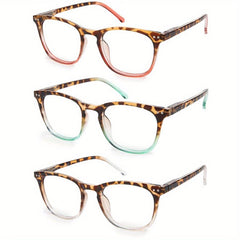 3pcs Vintage Reading Glasses Ultra Clear Vision Spring Hinge & Matte Finish