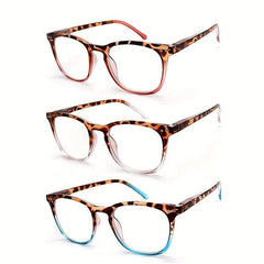 3pcs Vintage Reading Glasses Ultra Clear Vision Spring Hinge & Matte Finish