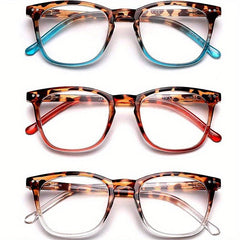 3pcs Vintage Reading Glasses Ultra Clear Vision Spring Hinge & Matte Finish
