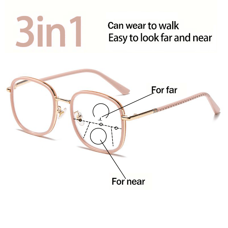 Metal Frame Progressive Lens Eyeglasses 1.0-3.5 Reading Glasses