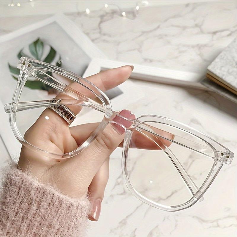 Gradient Colored Rivet Square Anti Light Glasses For Women's