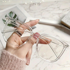 Gradient Colored Rivet Square Anti Light Glasses For Women's