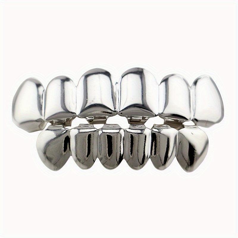 Golden Silvery Teeth Grillz Top & Bottom Hip Hop Rapper Jewelry