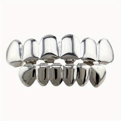 Golden Silvery Teeth Grillz Top & Bottom Hip Hop Rapper Jewelry