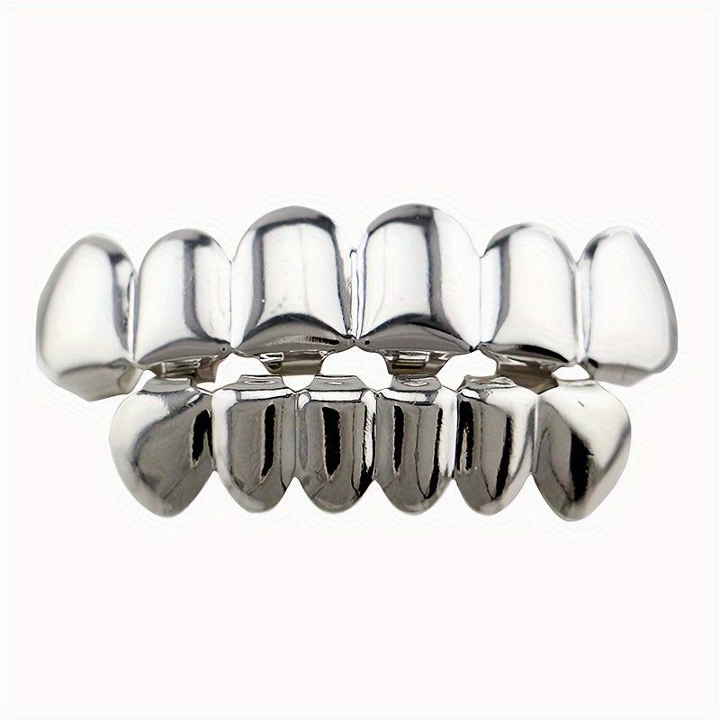 Golden Silvery Teeth Grillz Top & Bottom Hip Hop Rapper Jewelry
