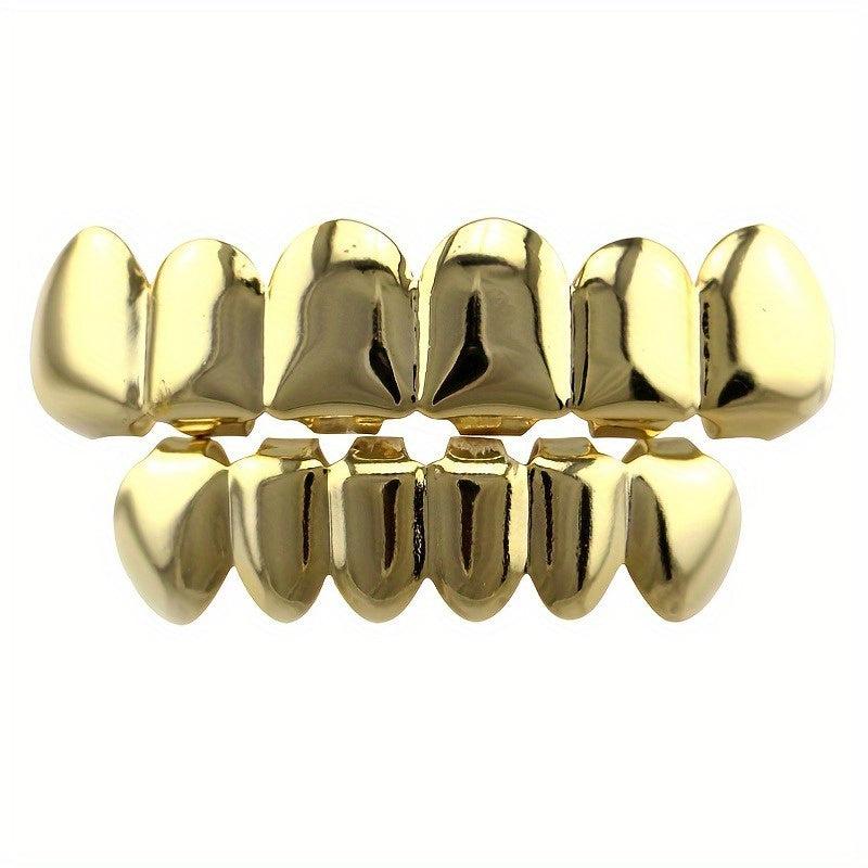 Golden Silvery Teeth Grillz Top & Bottom Hip Hop Rapper Jewelry