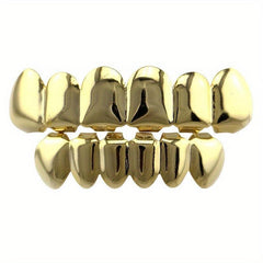 Golden Silvery Teeth Grillz Top & Bottom Hip Hop Rapper Jewelry