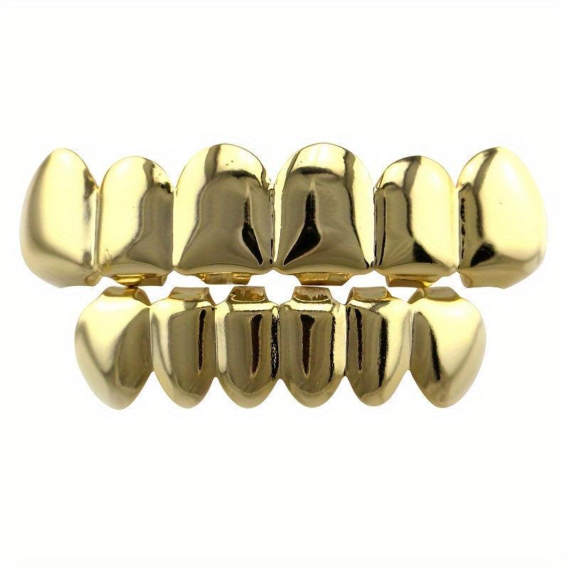 Golden Silvery Teeth Grillz Top & Bottom Hip Hop Rapper Jewelry