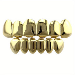 Golden Silvery Teeth Grillz Top & Bottom Hip Hop Rapper Jewelry