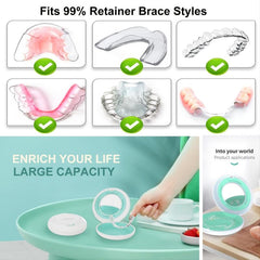 Retainer Case with Mirror Invisalign Mouth Guard Slim Aligner Vent Holes