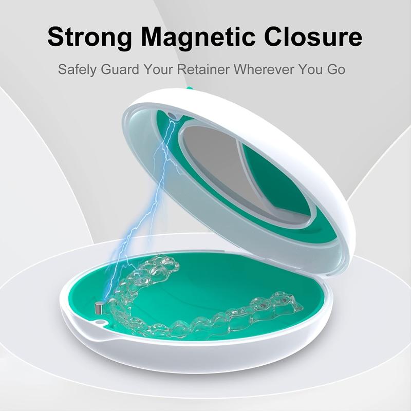 Retainer Case with Mirror Invisalign Mouth Guard Slim Aligner Vent Holes