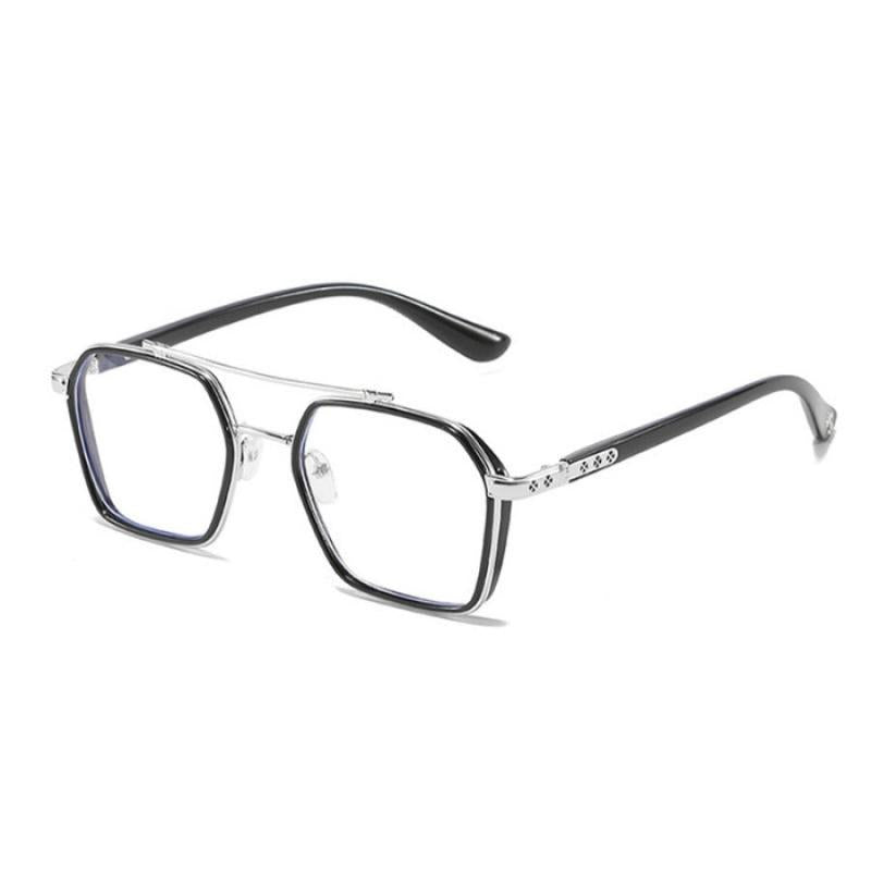 Vintage Double Bridge Square Anti Light Glasses Oversize Frame Eyeglasses