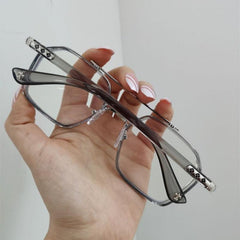 Vintage Double Bridge Square Anti Light Glasses Oversize Frame Eyeglasses
