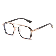 Vintage Double Bridge Square Anti Light Glasses Oversize Frame Eyeglasses